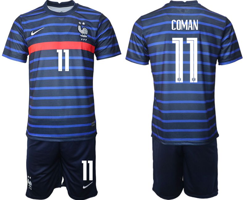 Men 2020-2021 European Cup France home blue #11 Soccer Jersey1